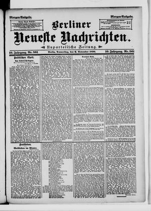 Berliner Neueste Nachrichten vom 06.11.1890