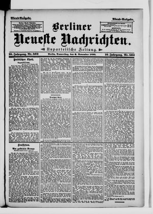 Berliner Neueste Nachrichten vom 06.11.1890