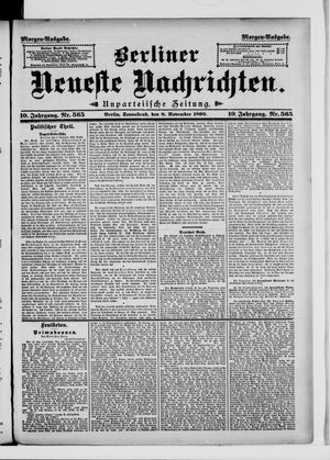Berliner Neueste Nachrichten vom 08.11.1890