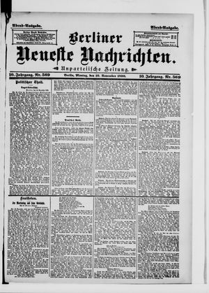 Berliner Neueste Nachrichten vom 10.11.1890
