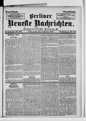 Berliner Neueste Nachrichten vom 14.11.1890