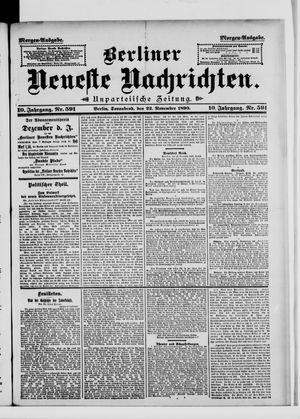 Berliner Neueste Nachrichten vom 22.11.1890