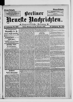 Berliner Neueste Nachrichten vom 26.11.1890