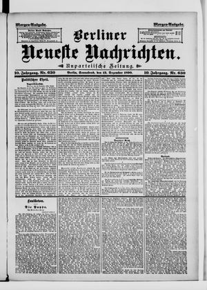 Berliner Neueste Nachrichten vom 13.12.1890