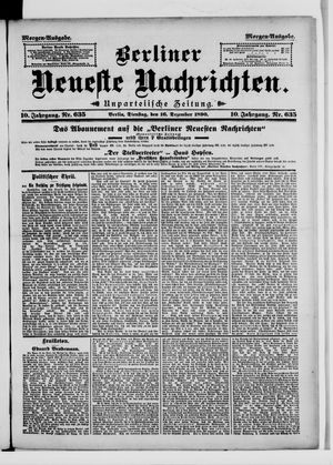Berliner Neueste Nachrichten on Dec 16, 1890
