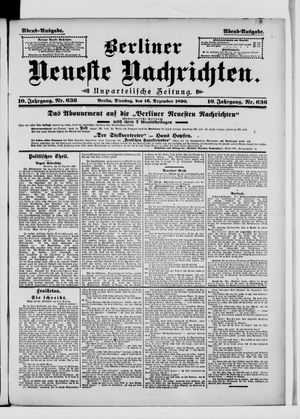 Berliner Neueste Nachrichten on Dec 16, 1890