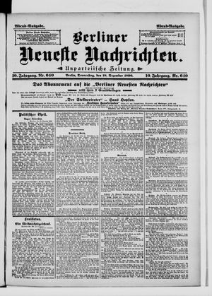 Berliner Neueste Nachrichten vom 18.12.1890