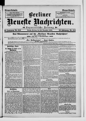 Berliner Neueste Nachrichten on Dec 19, 1890