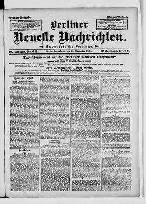 Berliner Neueste Nachrichten vom 20.12.1890