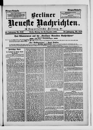 Berliner Neueste Nachrichten vom 22.12.1890