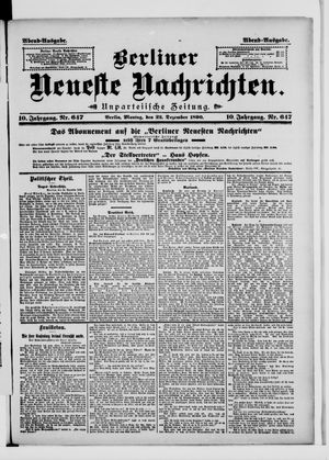 Berliner Neueste Nachrichten vom 22.12.1890