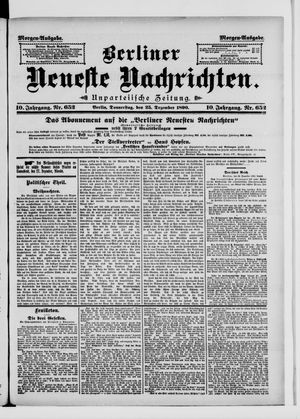 Berliner Neueste Nachrichten vom 25.12.1890