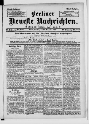 Berliner neueste Nachrichten on Dec 30, 1890