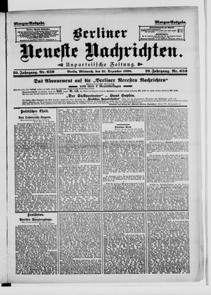Berliner neueste Nachrichten on Dec 31, 1890