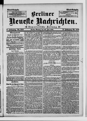 Berliner Neueste Nachrichten vom 20.07.1891
