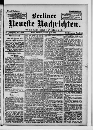 Berliner Neueste Nachrichten vom 22.07.1891
