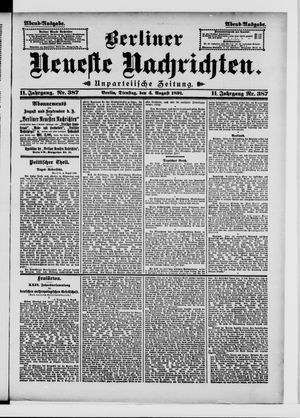 Berliner Neueste Nachrichten vom 04.08.1891