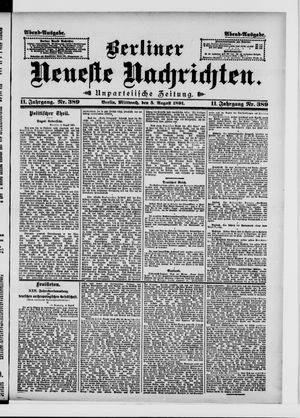 Berliner Neueste Nachrichten vom 05.08.1891