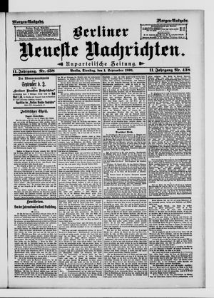 Berliner Neueste Nachrichten vom 01.09.1891
