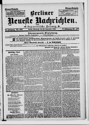 Berliner Neueste Nachrichten vom 23.09.1891