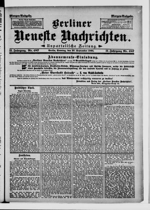 Berliner Neueste Nachrichten vom 27.09.1891