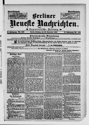 Berliner Neueste Nachrichten vom 29.09.1891