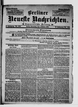 Berliner Neueste Nachrichten vom 01.10.1891