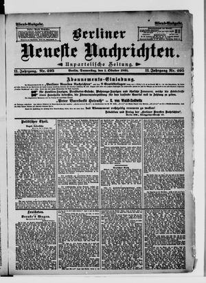 Berliner Neueste Nachrichten vom 01.10.1891