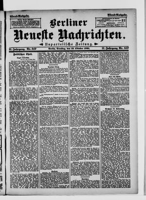 Berliner Neueste Nachrichten vom 13.10.1891