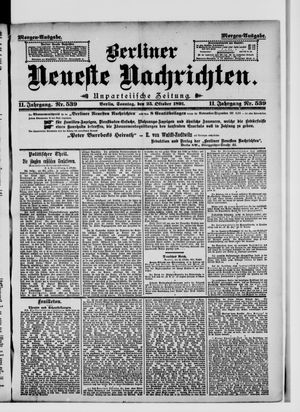 Berliner Neueste Nachrichten on Oct 25, 1891