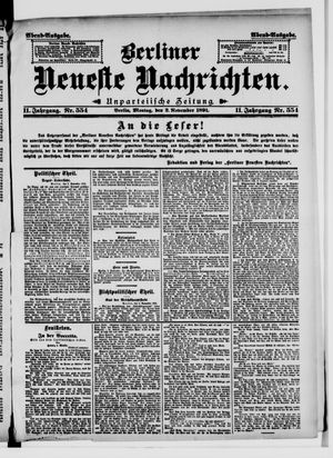 Berliner Neueste Nachrichten vom 02.11.1891