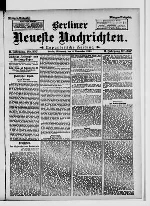 Berliner Neueste Nachrichten vom 04.11.1891