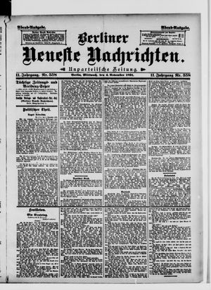 Berliner Neueste Nachrichten vom 04.11.1891