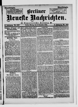 Berliner Neueste Nachrichten vom 09.11.1891