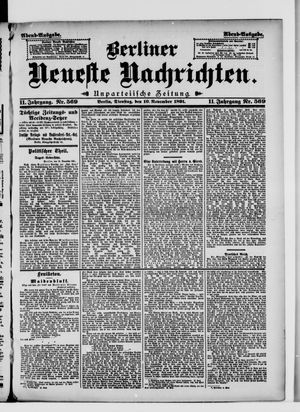Berliner Neueste Nachrichten vom 10.11.1891