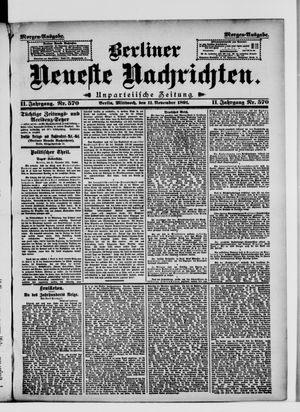 Berliner Neueste Nachrichten vom 11.11.1891
