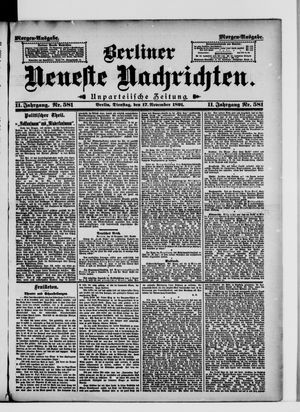 Berliner Neueste Nachrichten vom 17.11.1891