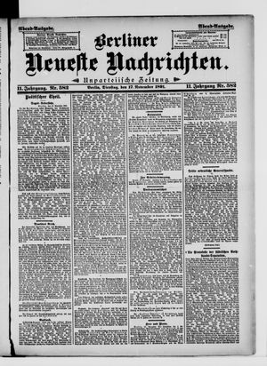 Berliner Neueste Nachrichten vom 17.11.1891