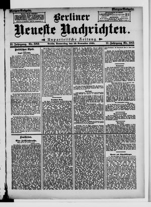 Berliner Neueste Nachrichten vom 19.11.1891