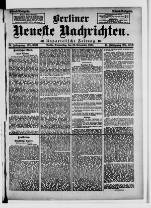 Berliner Neueste Nachrichten vom 19.11.1891