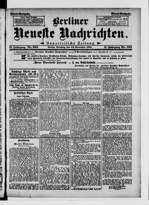 Berliner Neueste Nachrichten vom 24.11.1891