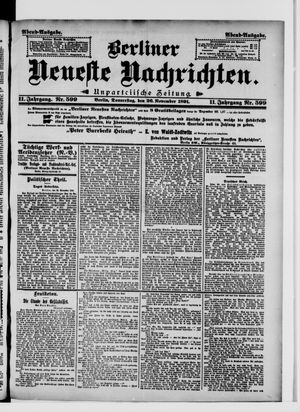 Berliner Neueste Nachrichten vom 26.11.1891