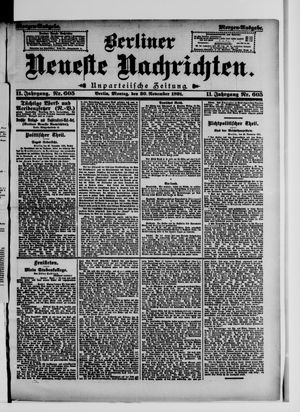 Berliner Neueste Nachrichten vom 30.11.1891