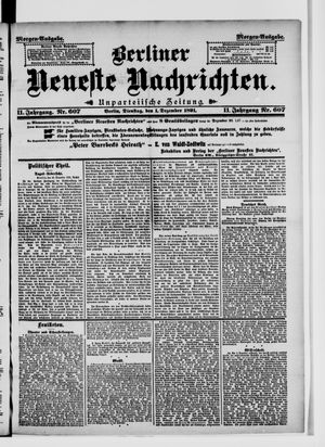 Berliner Neueste Nachrichten vom 01.12.1891