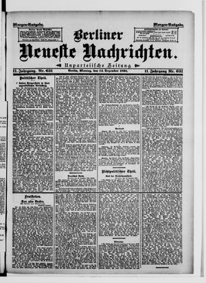 Berliner Neueste Nachrichten on Dec 14, 1891