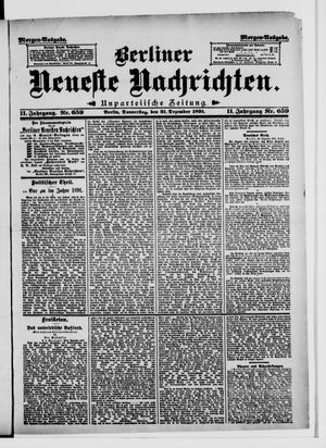 Berliner Neueste Nachrichten vom 31.12.1891