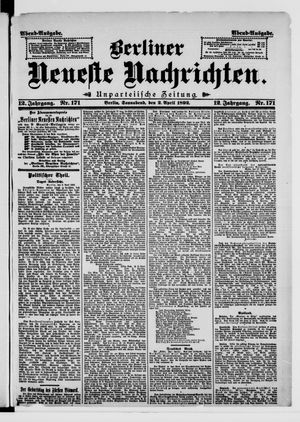 Berliner Neueste Nachrichten on Apr 2, 1892