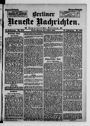 Berliner neueste Nachrichten vom 04.04.1892