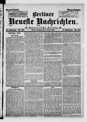 Berliner neueste Nachrichten vom 05.04.1892