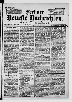 Berliner neueste Nachrichten vom 05.04.1892